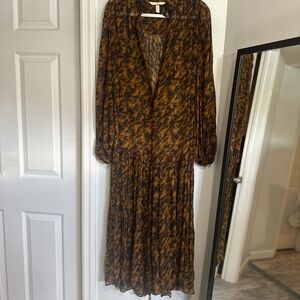 H&M Red Long Sleeve V-Neck Sundress